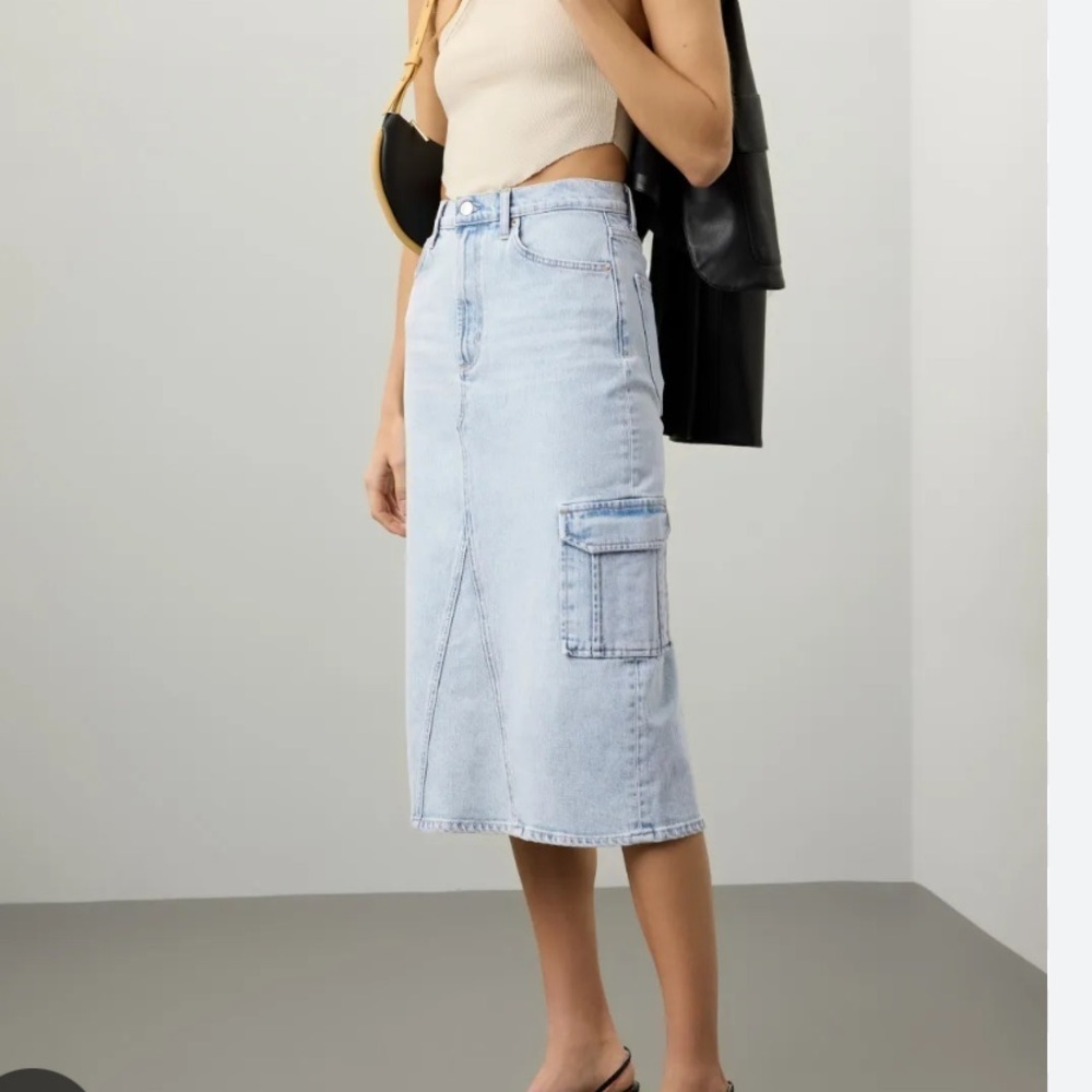 NWT Rails Highland light wash cargo midi jean denim skirt